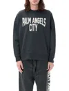 PALM ANGELS DARK GREY COTTON CITY WASHED SWEATSHIRT FOR MEN BY PALM ANGELS