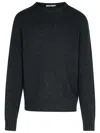 Palm Angels Men Curved Logo Sweater Knit Round Neck In Grey