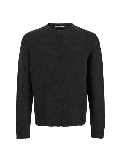 PALM ANGELS PALM ANGELS DARK GREY MERINO WOOL BLEND SWEATER