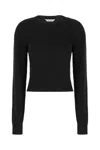 Palm Angels Dark Grey Merino Wool Blend Sweater In Black Lime