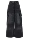 Palm Angels Bw Wide Denim Parachute In Dark Grey