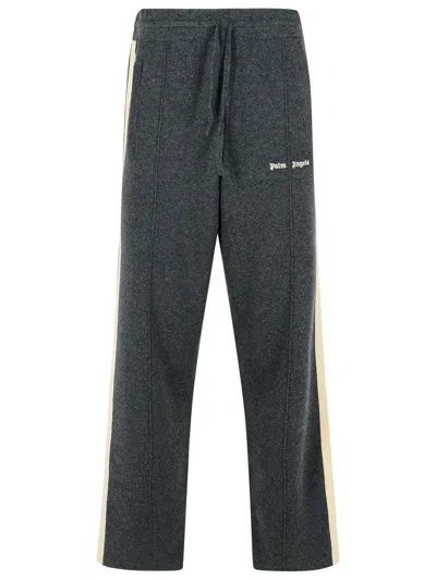 PALM ANGELS PALM ANGELS DARK GREY WOOL BLEND TROUSERS