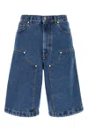 Palm Angels Monogram-embroidered Denim Shorts