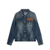 Palm Angels Embroidered Palm Tree Denim Jacket In Blue