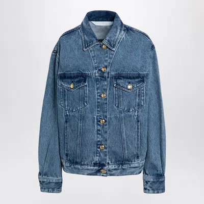 Palm Angels Embroidered-panel Denim Jacket In Blue