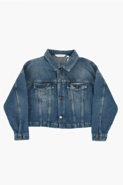 Palm Angels Denim Jacket With Logoed Buttons In Blue