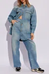 Palm Angels Blue Faded Denim Jacket In Blue