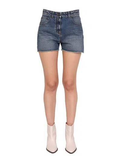 Palm Angels Denim Shorts In Blue
