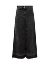 Palm Angels Black Split Denim Maxi Skirt In Nero