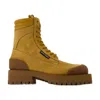 Palm Angels Chunky Sole Combat Boots In Beige