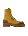Palm Angels Chunky Sole Combat Boots In Beige