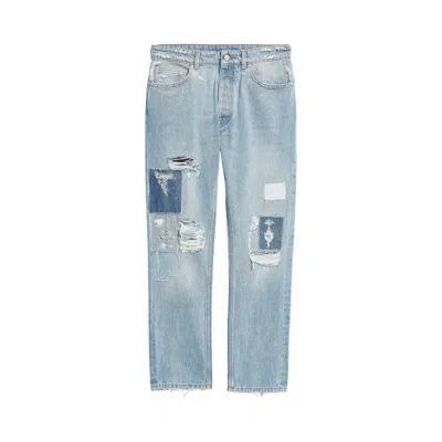 Pre-owned Palm Angels Destroyed 5 Pockets Denim 'light Blue' | Men's Size 31