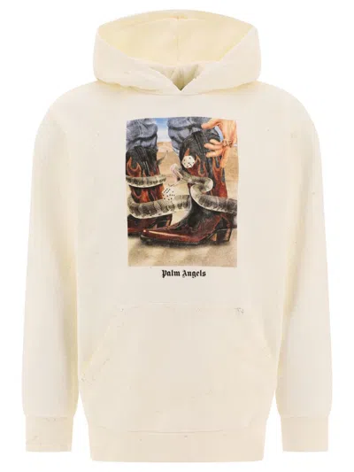 Palm Angels Off-white Dice Game Hoodie In Beige