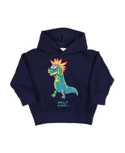 Palm Angels Dino Punk-print Cotton Hoodie In Black