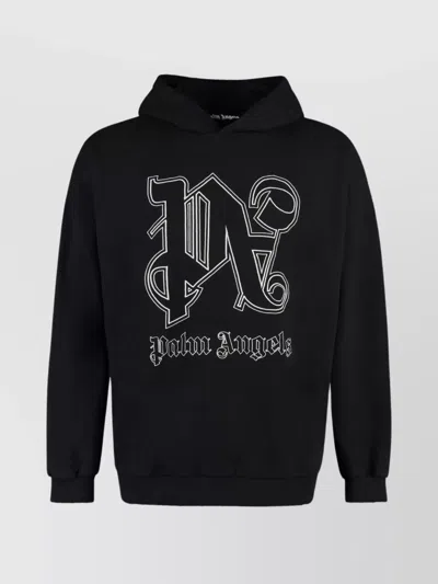 Palm Angels Distressed Cotton Hoodie With Kangaroo Pocket