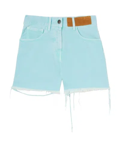 Palm Angels Distressed-hem Shorts In Blue