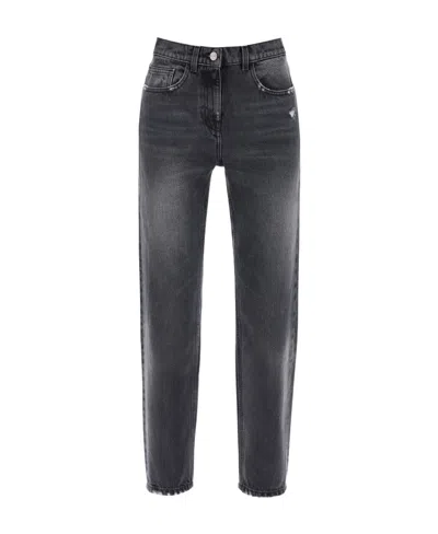 Palm Angels Distressed Straight-leg Jeans In Black