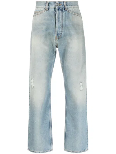 Palm Angels Loose-fit Jeans In Blue Denim With Pa Monogram