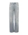 Palm Angels Loose-fit Jeans In Blue Denim With Pa Monogram In Gray