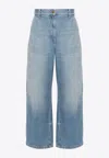 Palm Angels Wide Leg Denim Jeans In Light Blue