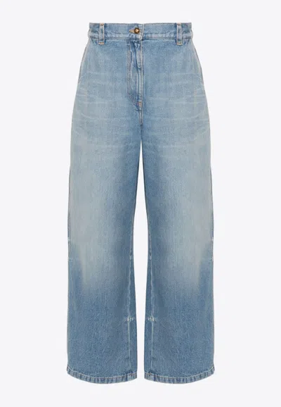 PALM ANGELS DISTRESSED WIDE-LEG JEANS