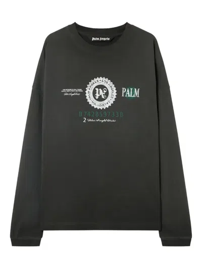 Palm Angels Dollar-graphic Long-sleeve T-shirt In Green