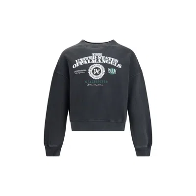 Palm Angels Dollar Loose Crew Vintage Sweatshir In Gray