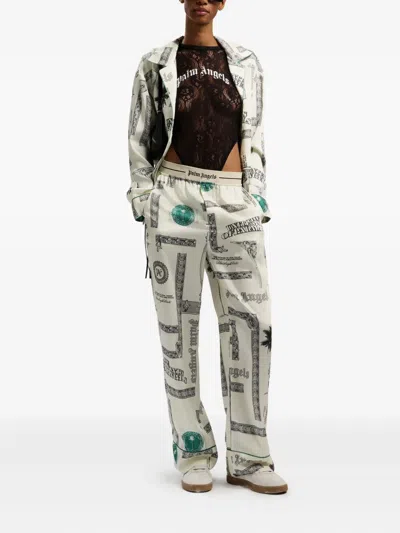 PALM ANGELS DOLLAR-PRINT ELASTICATED PAJAMA-STYLE PANTS