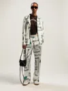 Palm Angels Dollar Print Pajama Shirt In Metallic