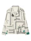 Palm Angels Dollar Print Pajama Shirt In Neutral