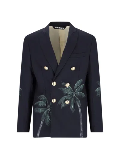 Palm Angels Double-breasted Blazer - Blue