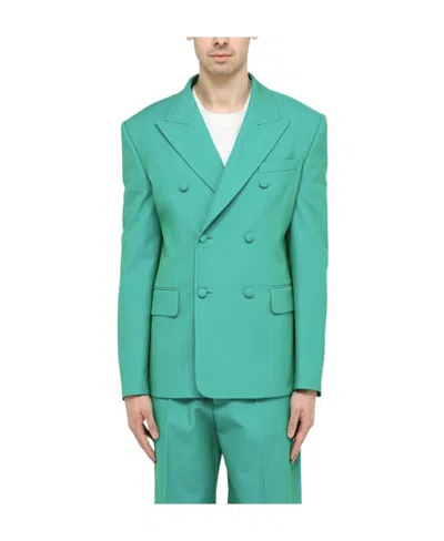 Palm Angels Double-breasted Blazer In Green
