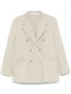 Palm Angels Double-breasted Blazer In Nude