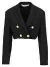 Palm Angels Double-breasted Cropped Blazer With Gold Button Accents In Black