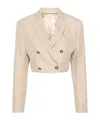 Palm Angels Double-breasted Cropped Blazer In Nude