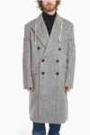Palm Angels Double-breasted String District Check Wool Blend Coat