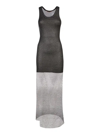 PALM ANGELS DOUBLE LAYER MESH DRESS
