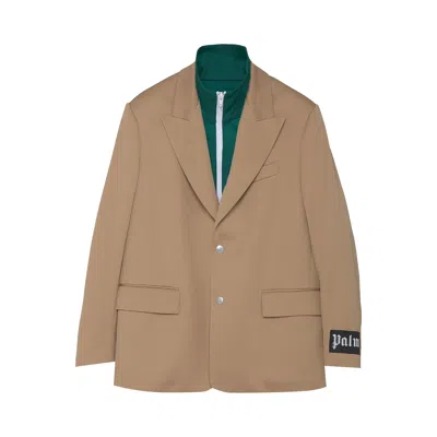 Pre-owned Palm Angels Double Layer Track Blazer 'beige' In Tan