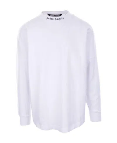 Palm Angels Double Logo-print Long-sleeve T-shirt In White