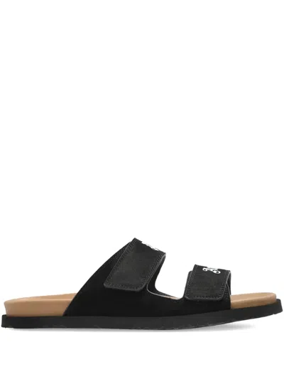 Palm Angels Double-strap Logo Sandals In Black