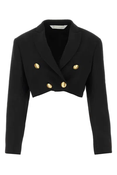 Palm Angels Double-breasted Cropped Blazer In Black