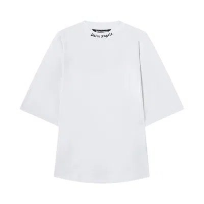 Pre-owned Palm Angels Doubled Logo Over Tee 'white/fuchsia' | Men's Size Xxs