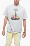 Palm Angels Douby Lost In Amazonia T-shirt With Embossed Print In Grey