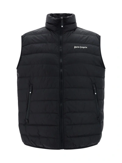 Palm Angels Down Vest In Black/off White