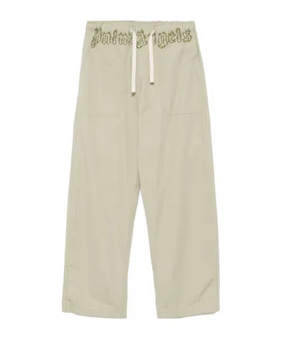 Palm Angels Drawstring Casual Pants In White