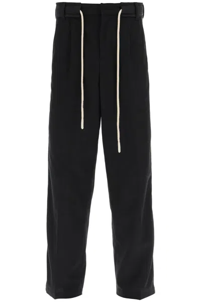 PALM ANGELS PALM ANGELS DRAWSTRING COTTON PANTS WITH SIDE BANDS MEN