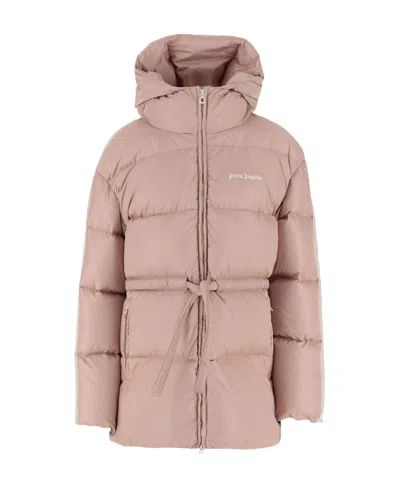 Palm Angels Drawstring Hooded Puffer Jacket In Nude