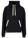 Palm Angels Relaxed-fit Cotton Hoodie With Contrasting Drawstrings In Black