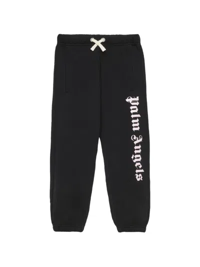 Palm Angels Kids' Drawstring Logo-print Track Pants In Black