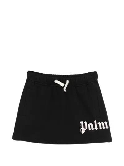 Palm Angels Kids' Drawstring Logo Skirt In Black